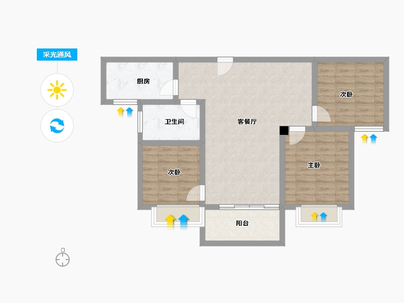 山东省-淄博市-鸿暻悦城-79.55-户型库-采光通风