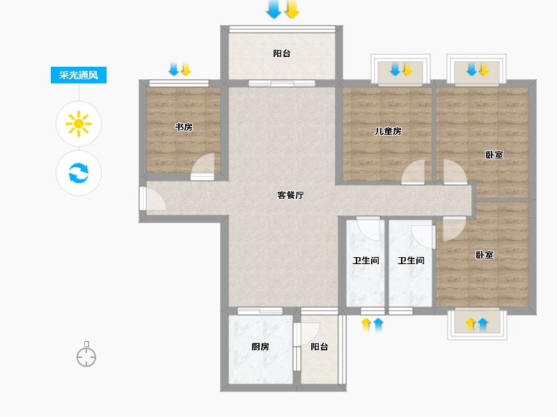 广东省-湛江市-科恒荟景湾-94.42-户型库-采光通风