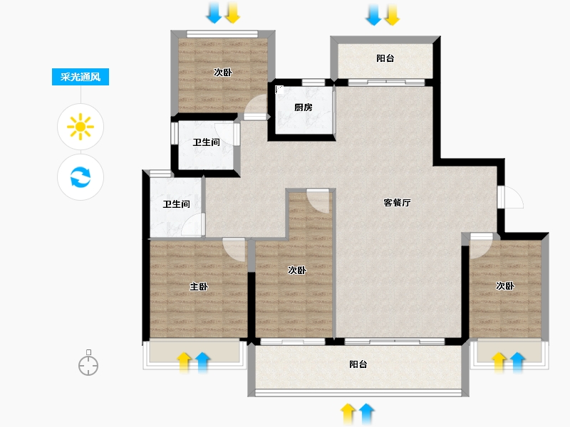 广东省-汕头市-龙光逸景阳光嘉府-121.45-户型库-采光通风