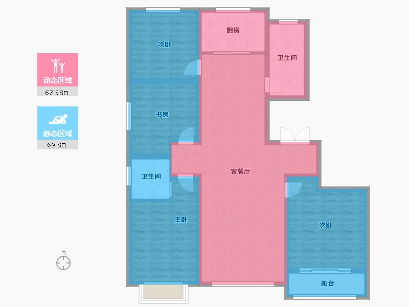 山东省-淄博市-鸿暻悦城-123.69-户型库-动静分区