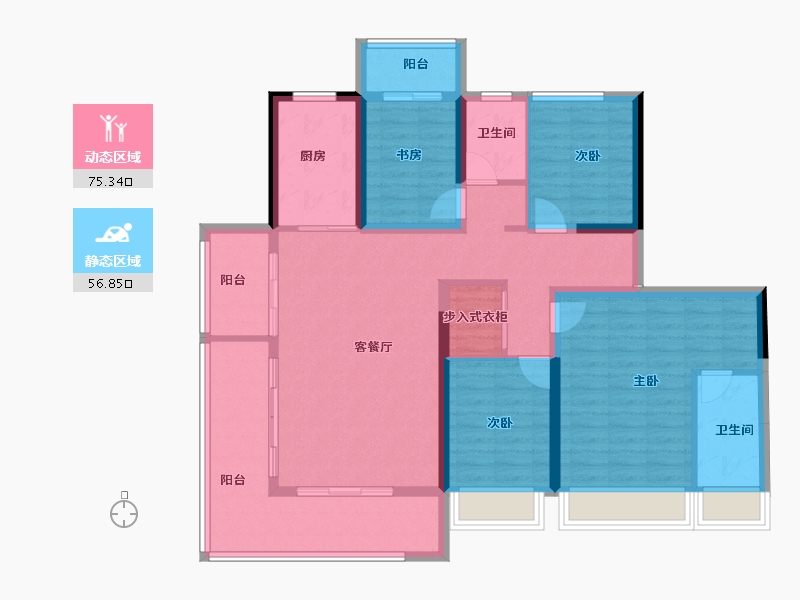 陕西省-渭南市-鑫苑·樾风华-118.40-户型库-动静分区