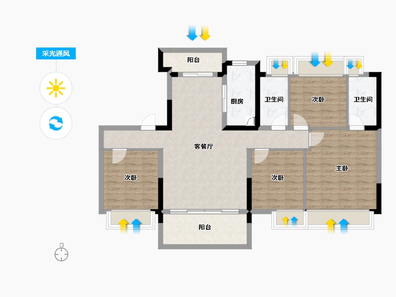 广东省-梅州市-大埔碧桂园珑悦-102.66-户型库-采光通风