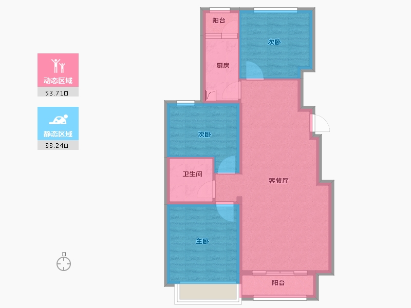 河北省-廊坊市-中远·泷玺臺-77.60-户型库-动静分区