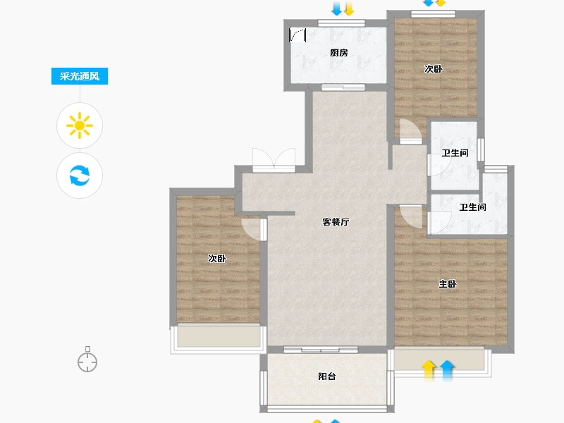 河南省-安阳市-建业花园里-100.00-户型库-采光通风