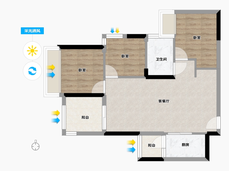 广东省-深圳市-星都·梅沙天邸-75.00-户型库-采光通风