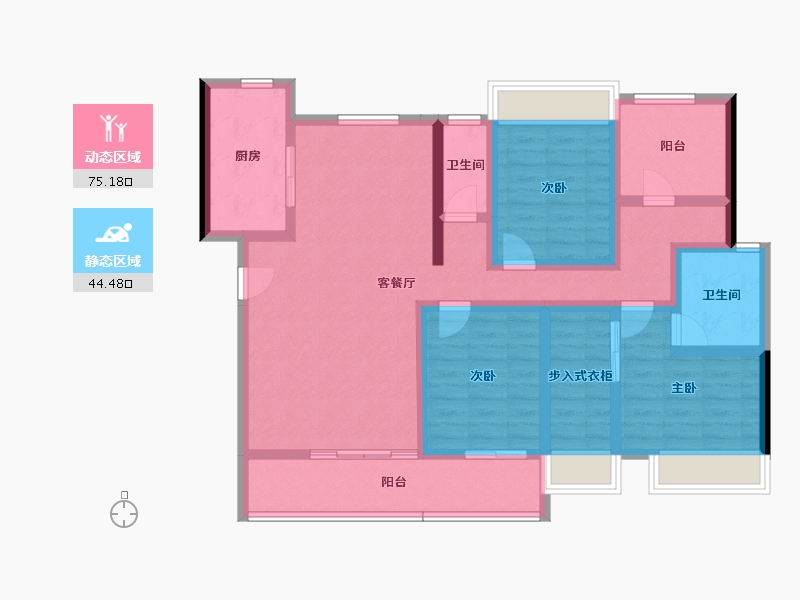 湖南省-衡阳市-金科中泰天境-104.75-户型库-动静分区