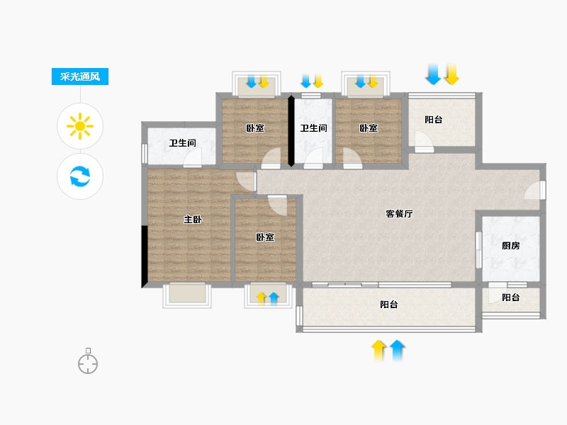 广东省-湛江市-方圆雅颂御府-115.20-户型库-采光通风