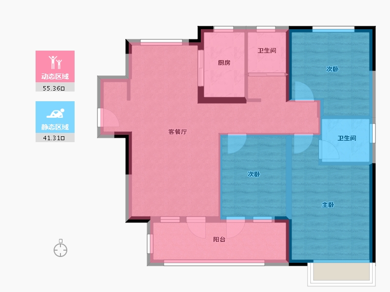 河北省-廊坊市-枫林苑五至八期-86.40-户型库-动静分区