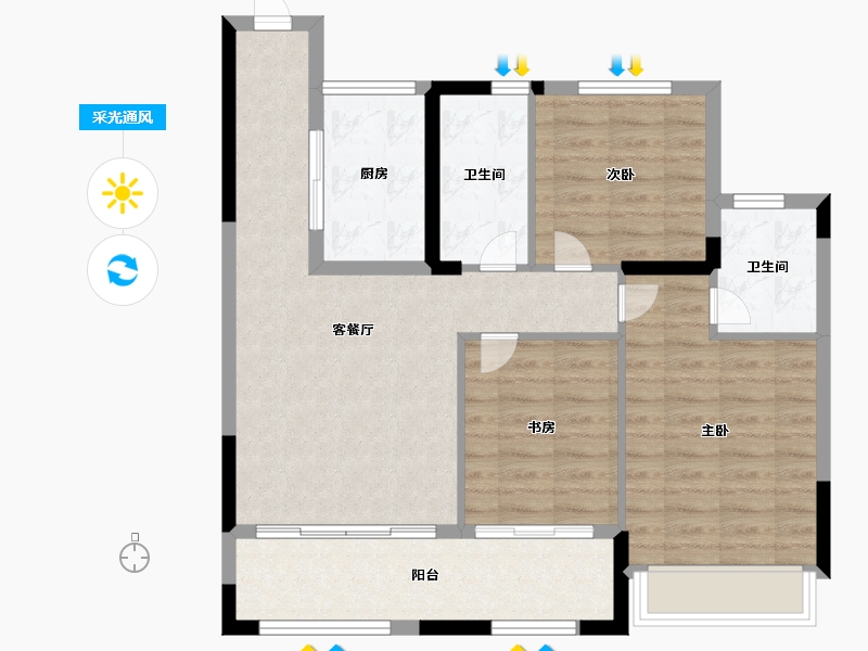 湖南省-常德市-金侨·芳华府-83.99-户型库-采光通风