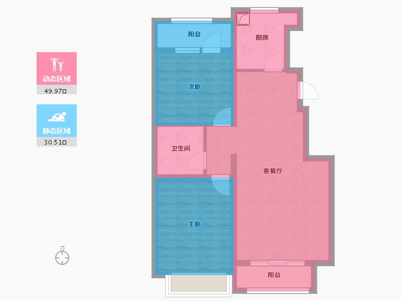 河北省-廊坊市-中远·泷玺臺-71.20-户型库-动静分区