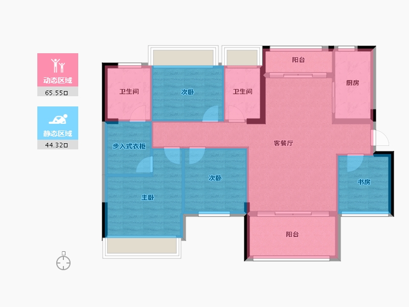 湖南省-常德市-金侨·芳华府-99.35-户型库-动静分区