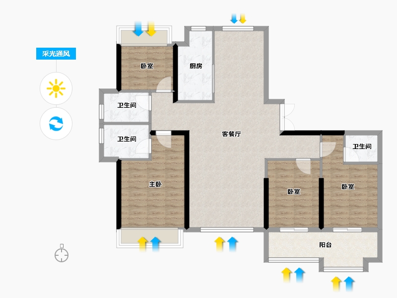 安徽省-阜阳市-东湖世纪城-113.36-户型库-采光通风