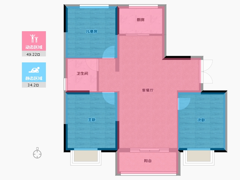 黑龙江省-齐齐哈尔市-新松拾光印-75.03-户型库-动静分区