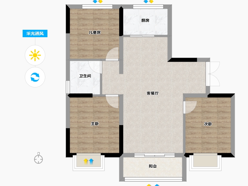 黑龙江省-齐齐哈尔市-新松拾光印-75.03-户型库-采光通风