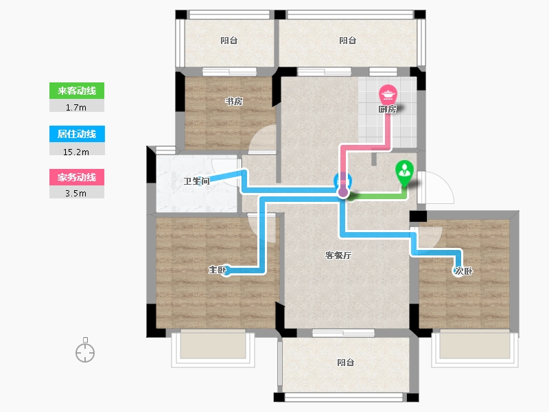 海南省-海口市-交投山海颂-71.06-户型库-动静线