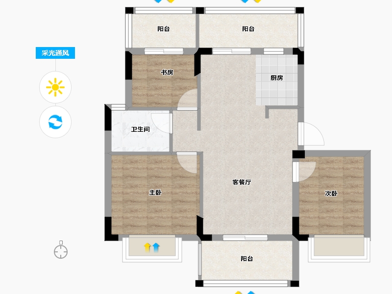 海南省-海口市-交投山海颂-71.06-户型库-采光通风