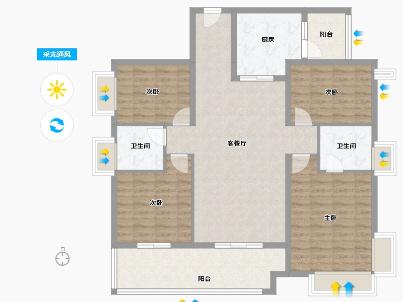 广东省-湛江市-保利海上大都汇-115.21-户型库-采光通风