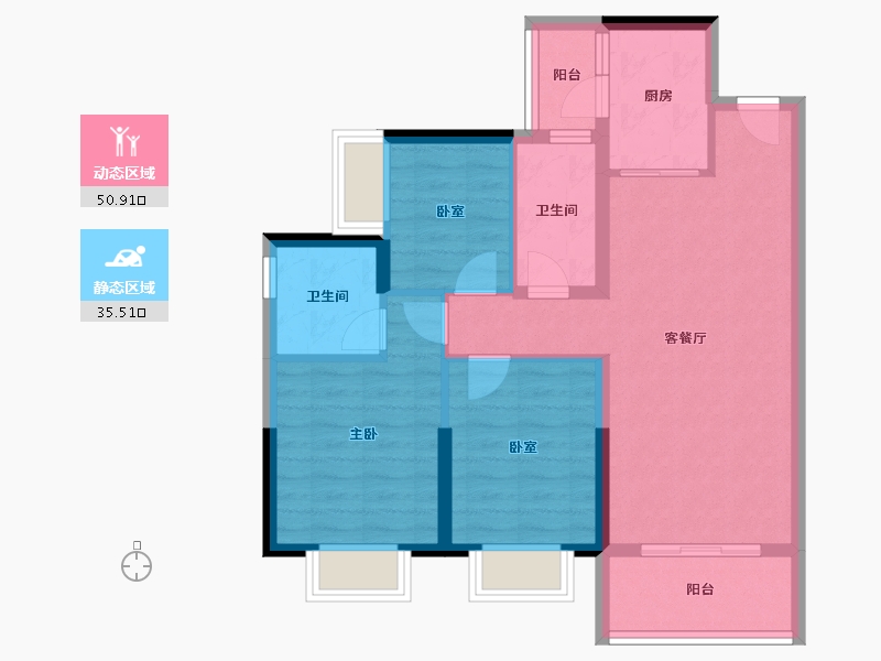 广东省-湛江市-方圆雅颂御府-76.80-户型库-动静分区