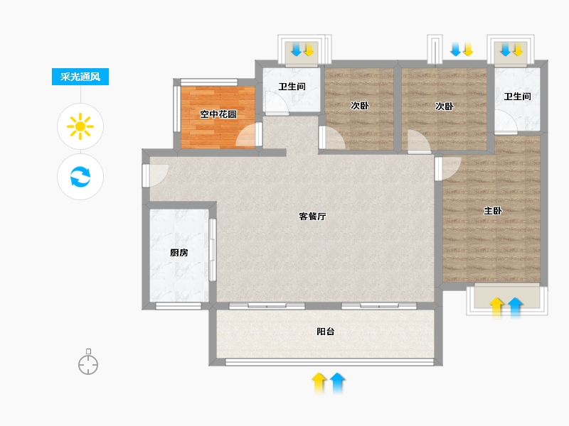 广东省-湛江市-保利海上大都汇-102.41-户型库-采光通风