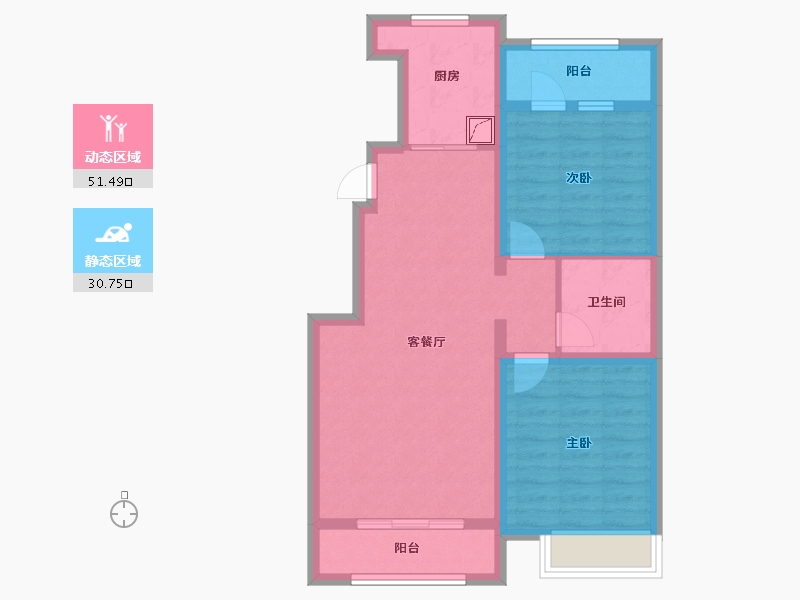 河北省-廊坊市-中远·泷玺臺-72.61-户型库-动静分区