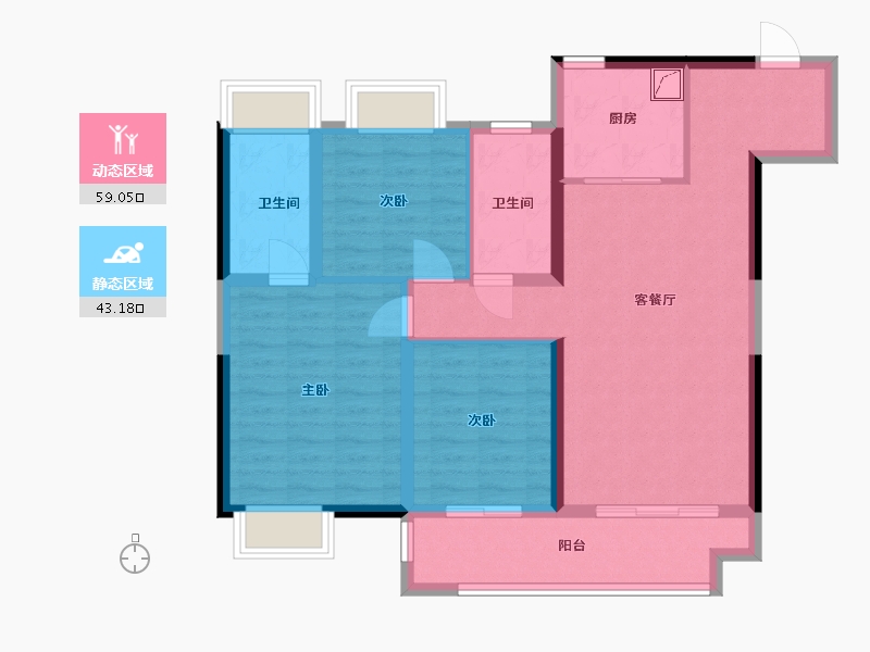 江苏省-镇江市-四季风华-91.00-户型库-动静分区