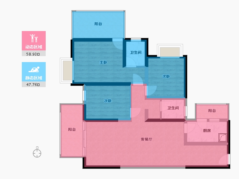 广西壮族自治区-南宁市-冠利幸福苑-88.92-户型库-动静分区