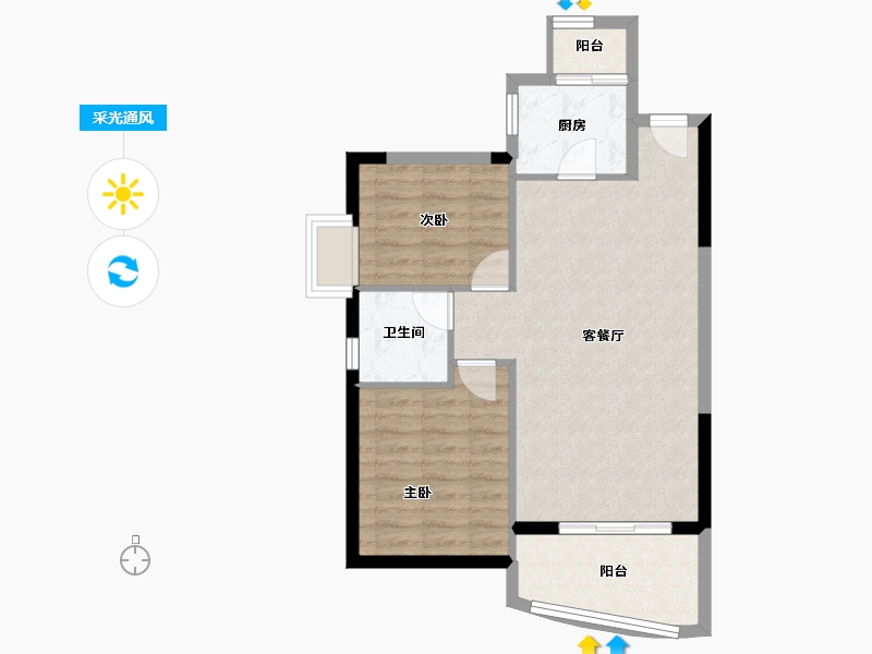 海南省-海口市-星华海岸城-66.29-户型库-采光通风