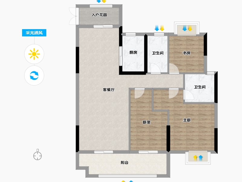 湖北省-黄冈市-中港水岸新城-105.24-户型库-采光通风