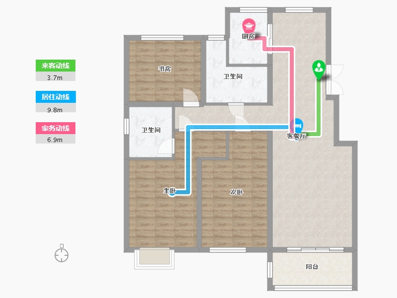 浙江省-嘉兴市-东方艺墅(碧云南路)-126.12-户型库-动静线