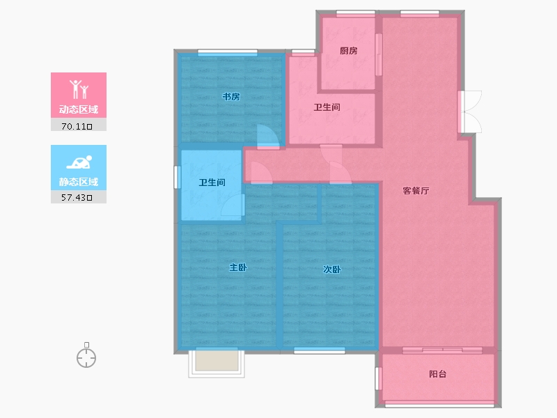 浙江省-嘉兴市-东方艺墅(碧云南路)-126.12-户型库-动静分区