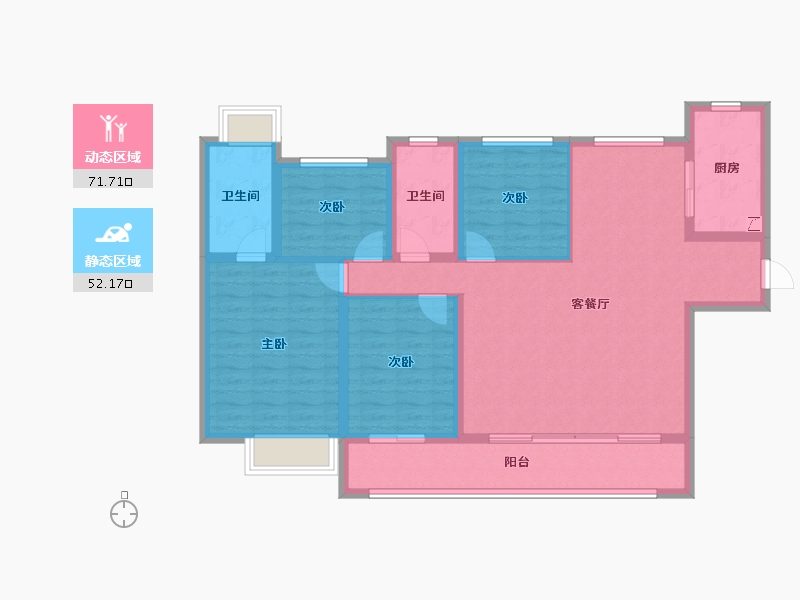 湖南省-永州市-永州碧桂园·翘楚棠-111.21-户型库-动静分区