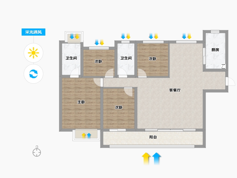 湖南省-永州市-永州碧桂园·翘楚棠-111.21-户型库-采光通风