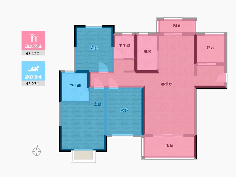 湖南省-常德市-桂花城-107.80-户型库-动静分区