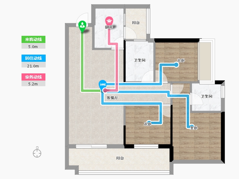 四川省-遂宁市-遂宁健康城圣平澜岸-79.11-户型库-动静线