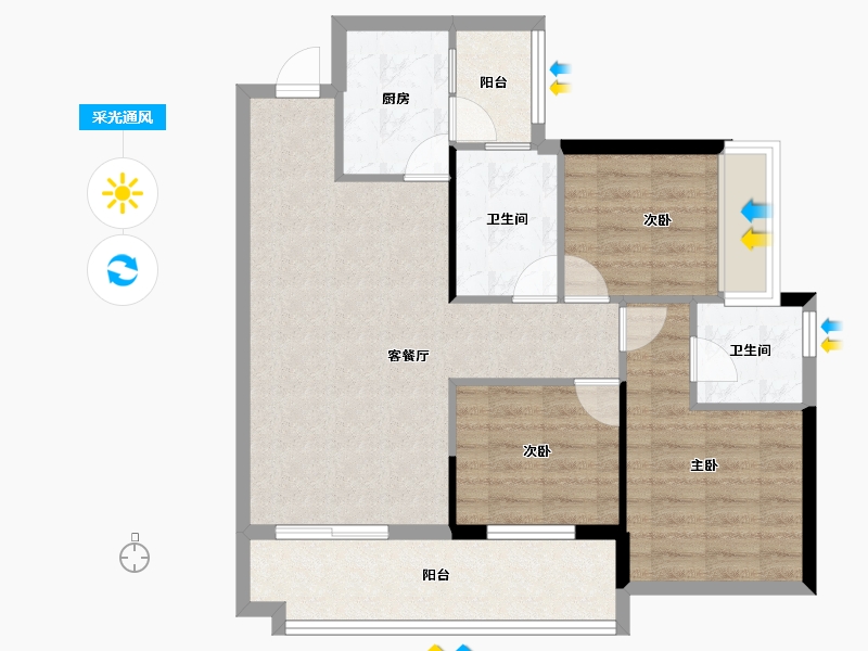 四川省-遂宁市-遂宁健康城圣平澜岸-79.11-户型库-采光通风