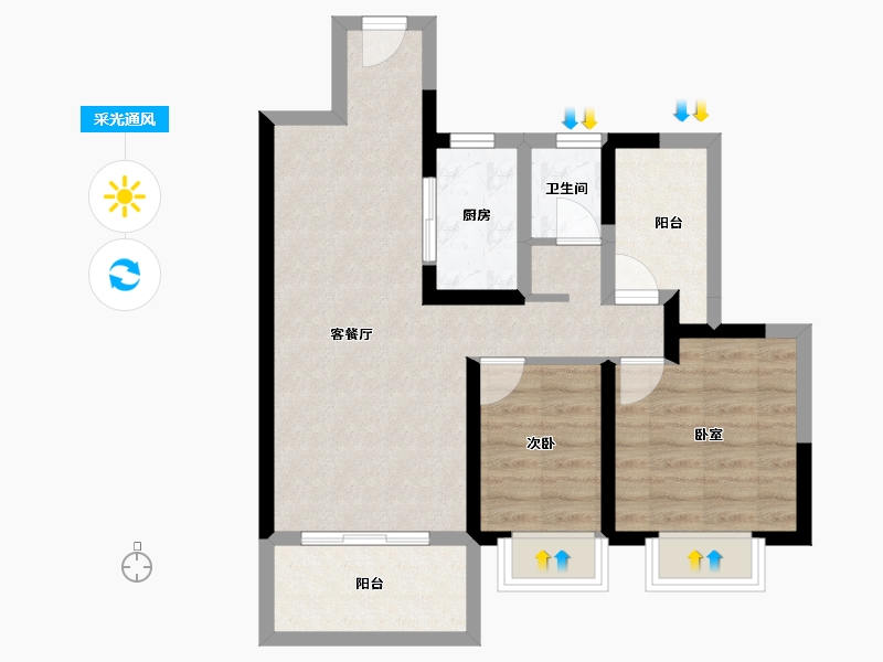 湖南省-永州市-嘉信悦府-64.02-户型库-采光通风