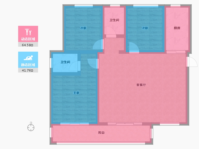 陕西省-宝鸡市-水木华院-95.20-户型库-动静分区