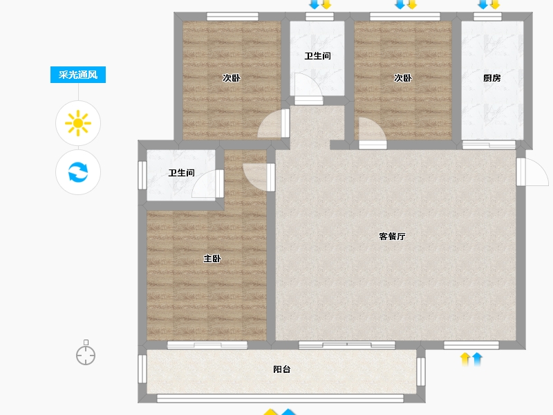 陕西省-宝鸡市-水木华院-95.20-户型库-采光通风