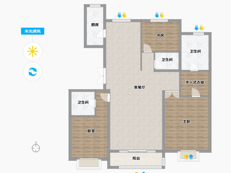 山西省-大同市-文瀛壹号院-137.51-户型库-采光通风