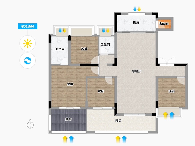 湖南省-株洲市-金地天元汇-115.39-户型库-采光通风