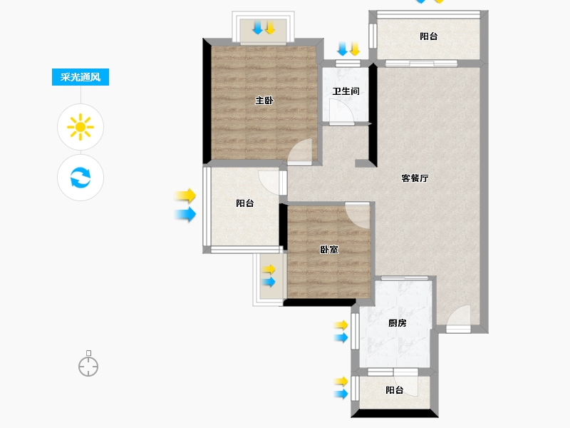 广东省-湛江市-方圆雅颂御府-71.20-户型库-采光通风