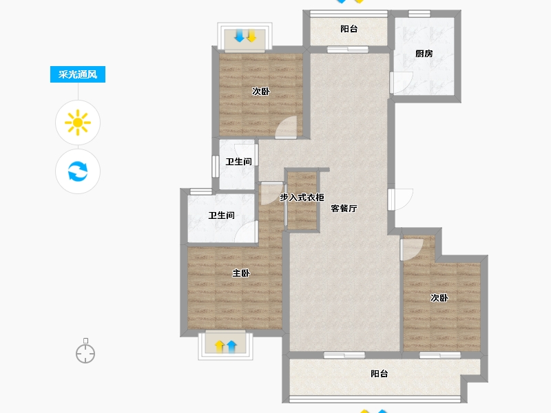 湖北省-随州市-广水锦诚雅苑-98.90-户型库-采光通风