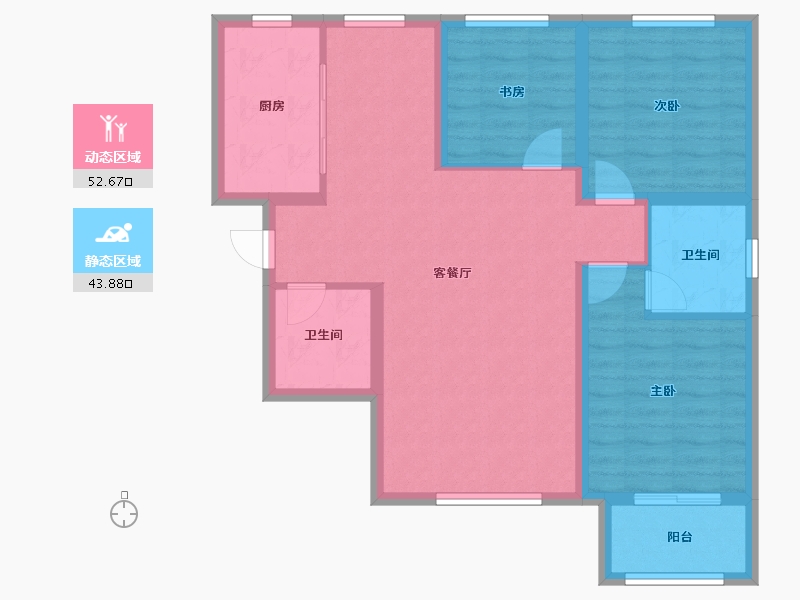 河北省-廊坊市-中远·泷玺臺-86.40-户型库-动静分区