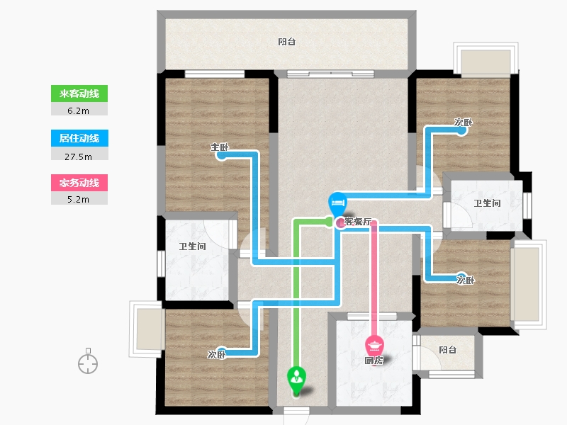 四川省-遂宁市-遂宁健康城圣平澜岸-104.79-户型库-动静线