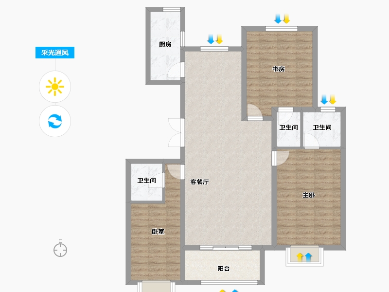 山西省-大同市-文瀛壹号院-106.28-户型库-采光通风