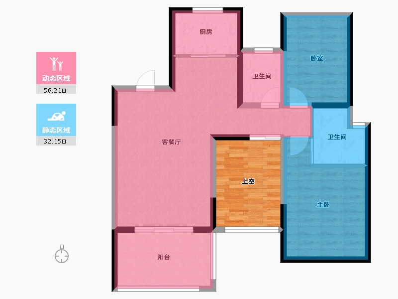 海南省-海口市-卓越盈滨悦府-89.40-户型库-动静分区