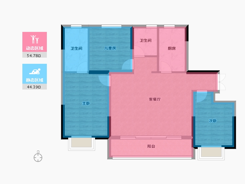 黑龙江省-齐齐哈尔市-新松拾光印-89.26-户型库-动静分区