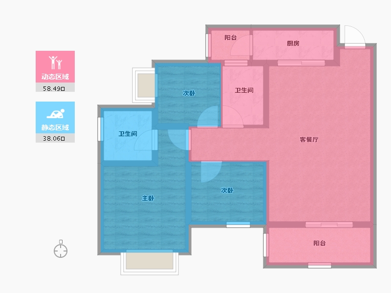 四川省-巴中市-华兴龙湾康城-85.94-户型库-动静分区