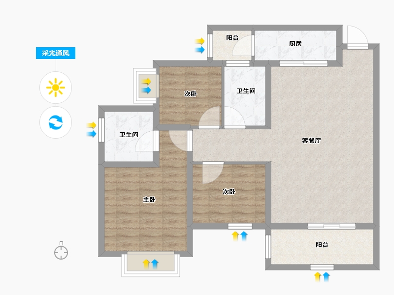 四川省-巴中市-华兴龙湾康城-85.94-户型库-采光通风