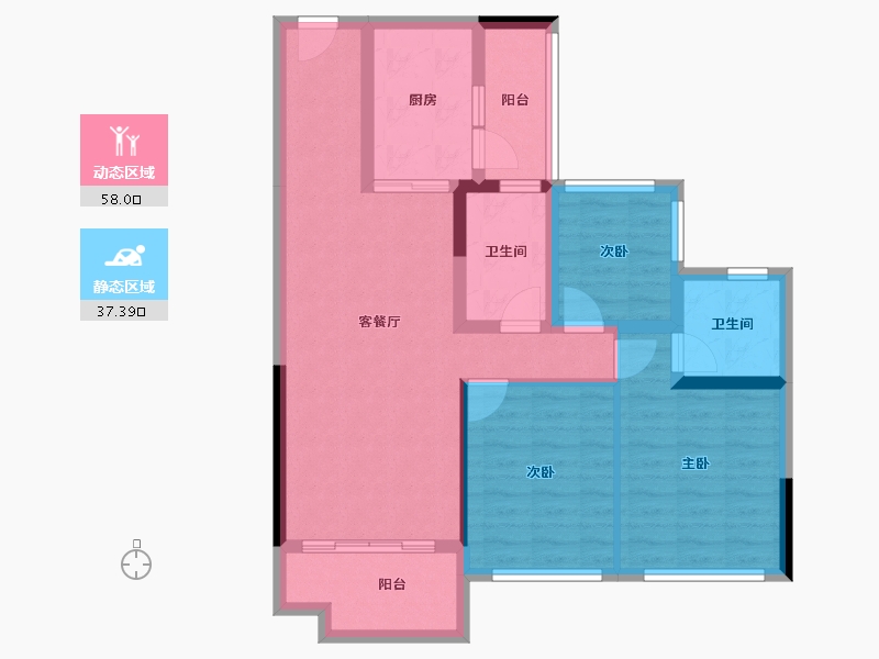 四川省-遂宁市-碧桂园天玺-84.46-户型库-动静分区